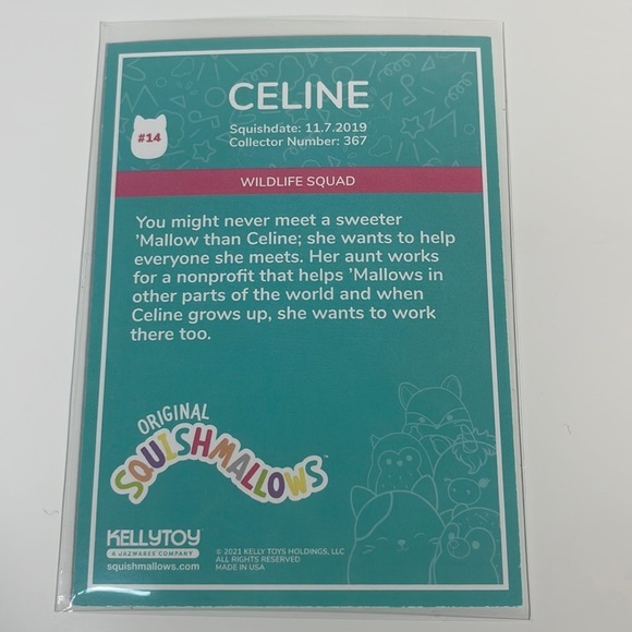 Squishmallows Trading Card Series 1 Wildlife Squad Celine the Chicken - Picture 3 of 3